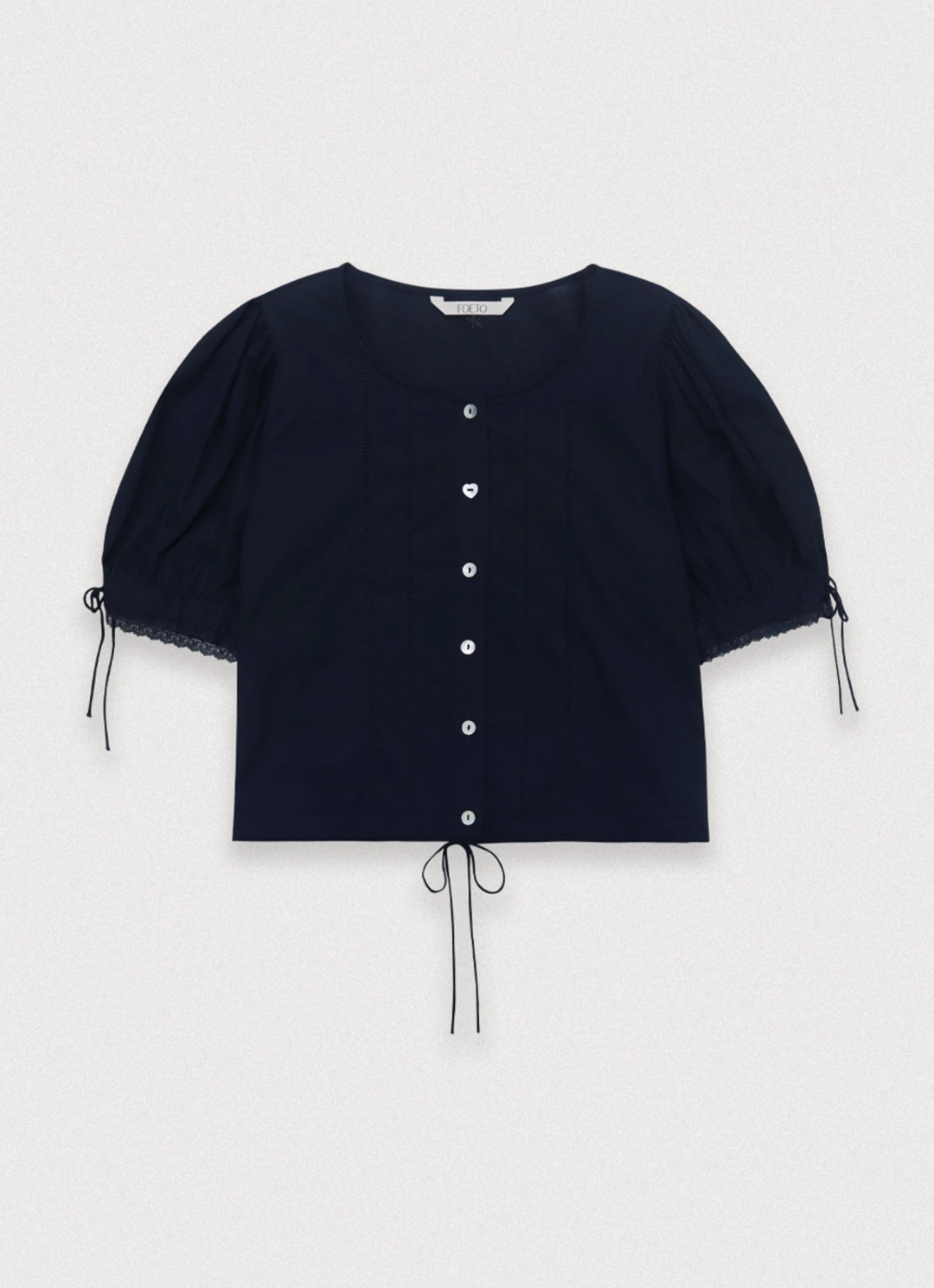 포에토 Title cropped blouse - navy 상품 이미지 3