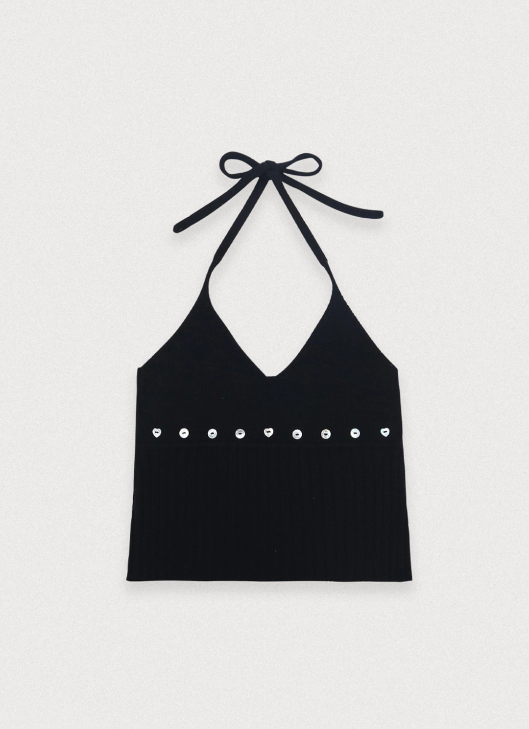 포에토 [5th/restock] Button halter knit sleeveless - black 상품 이미지 3