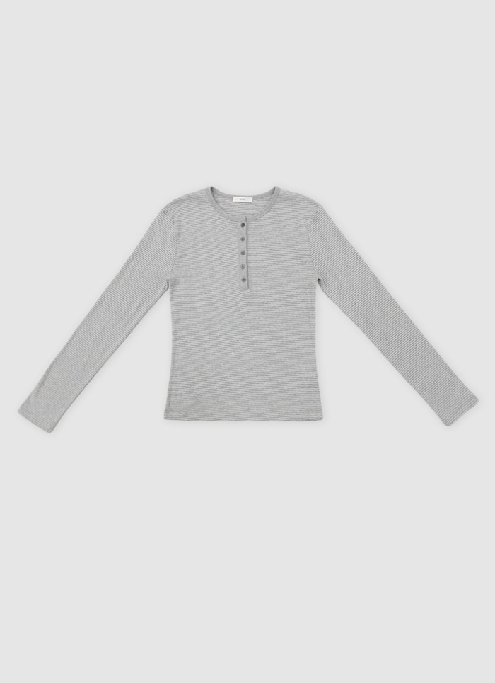 [5차] STRIPE HENRYNECK T-SHIRT_MELANGEGRAY