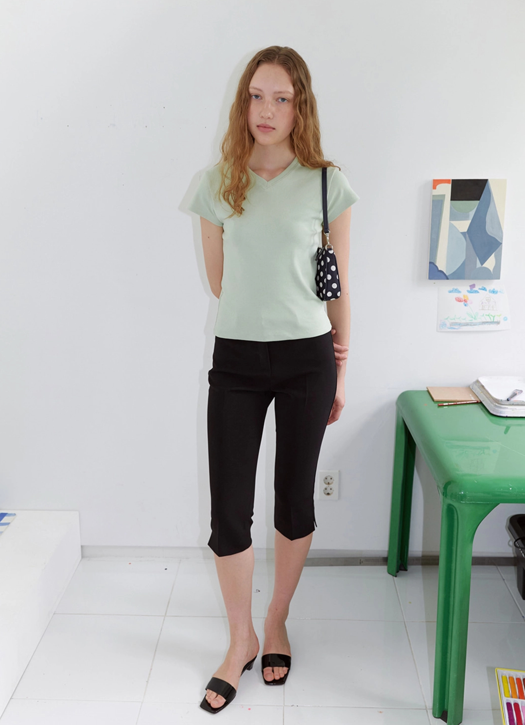 엘오61 Parco V-neck Tee in  Melon 상품 이미지 3